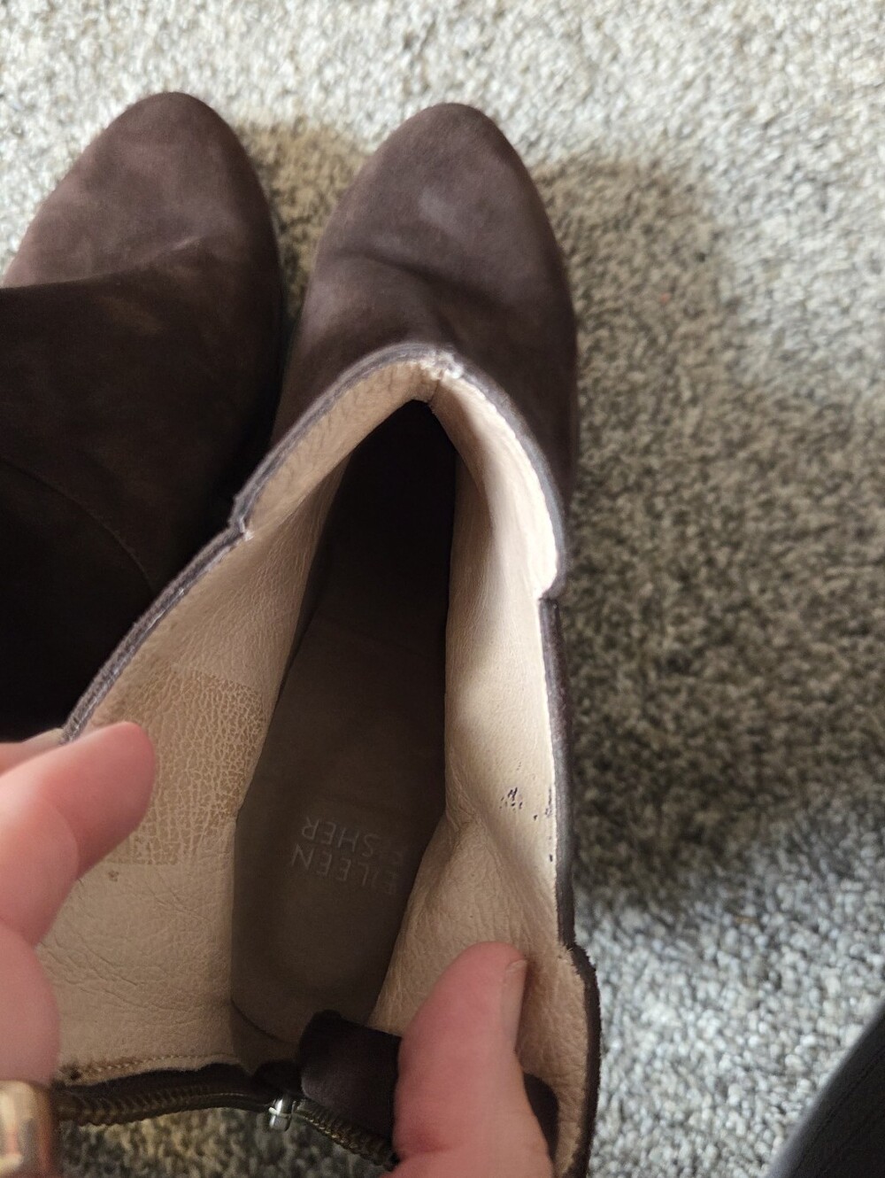 Eileen Fisher Peer-Su Dark Brown Suede Ankle Booties 8.5 - Picture 9 of 11